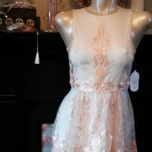 Altar'd State Embroidered Dress in Peach